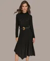 Donna Karan Women's Long Sleeves Angle Hem Dress In Black