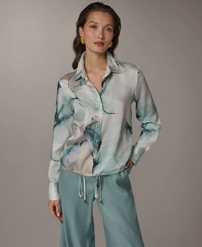Donna Karan Women's Long-sleeve Collared Neck Shirt In Multi
