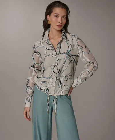 Donna Karan Women's Long-sleeve Printed Shirt In Gray
