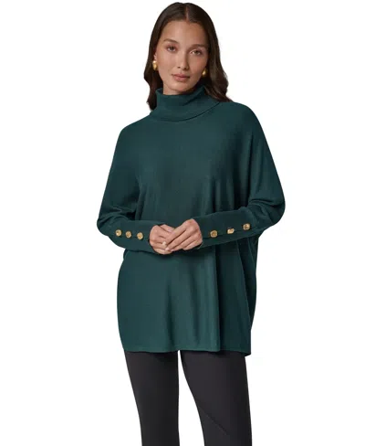 Donna Karan Women's Long-sleeve Turtleneck Poncho In Green