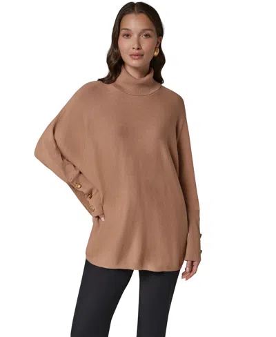 Donna Karan Women's Long-sleeve Turtleneck Poncho In Neutral