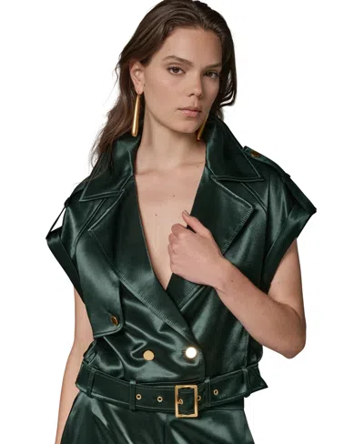 Donna Karan Women's Luxe Drape Satin Belted Vest In Red
