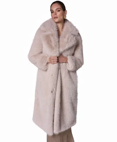 Donna Karan Women's Maxi Collared Faux-fur Coat In Neutral