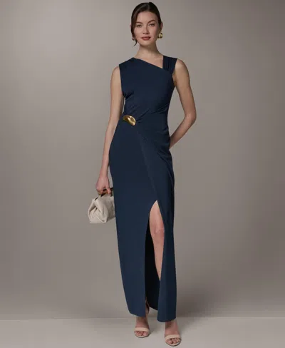 Donna Karan Women's Maxi Sleeveless Hardware Detail Dress In Blue