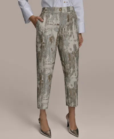 Donna Karan Women's Metallic Ankle Pants In Beige,pearl,ivory