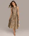 Donna Karan New York Metallic Jacquard Cocktail Midi Dress In Multi