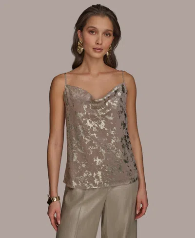 Donna Karan Women's Metallic Burnout Camisole In Apricot,gold