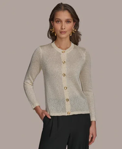 Donna Karan Women's Metallic Cardigan In Cream,gold