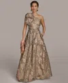 Donna Karan New York One-shoulder Metallic Jacquard Gown In Multi
