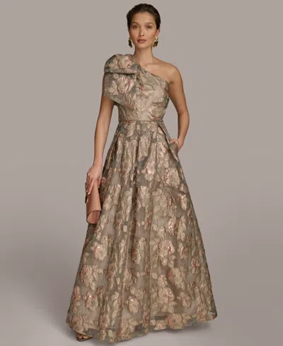 Donna Karan Women's Metallic Jacquard One-shoulder Ball Gown In Snow Petal Multi