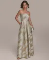 Donna Karan Women's Metallic Jacquard Strapless Ball Gown In Cream,gold