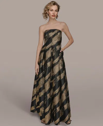 DONNA KARAN WOMEN'S METALLIC JACQUARD STRAPLESS BALL GOWN