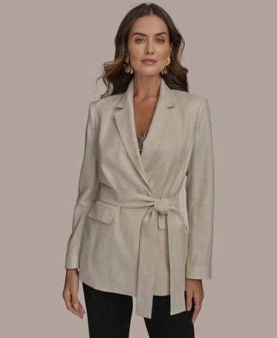 Donna Karan Women's Metallic Linen-blend Belted Jacket In Gold Multi