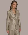 Donna Karan Women's Metallic Linen One-button Blazer In Cobblestone,gold