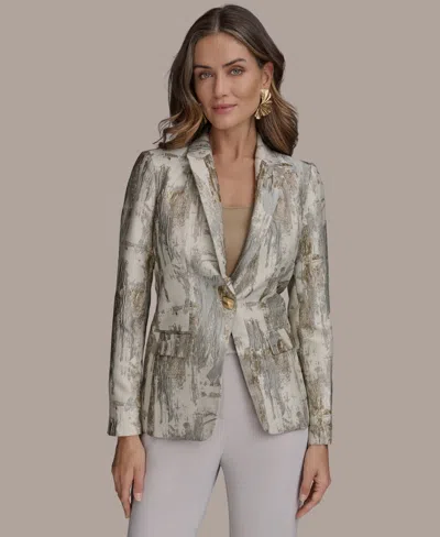 Donna Karan Women's Metallic One-button Blazer In Beige,pearl,ivory
