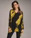 Donna Karan New York Point Collar Long Sleeve Tunic In Black,gold