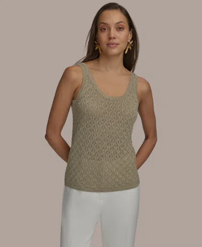 Donna Karan Women's Metallic Sweater Knit Tank Top In Cream,gold