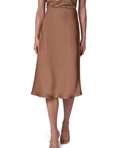 Donna Karan Bias Midi Skirt In Brown