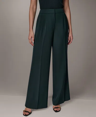 Donna Karan Women's Mid-rise Wide-leg Pants In Black Forest