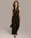 Donna Karan New York Sleeveless Faux Leather Wide Leg Jumpsuit In Black