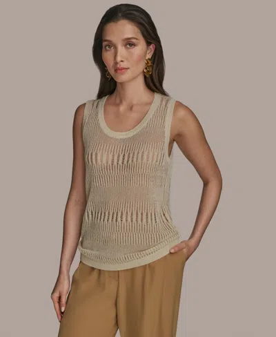DONNA KARAN WOMEN'S MIXED-STITCH SLEEVELESS KNIT TOP