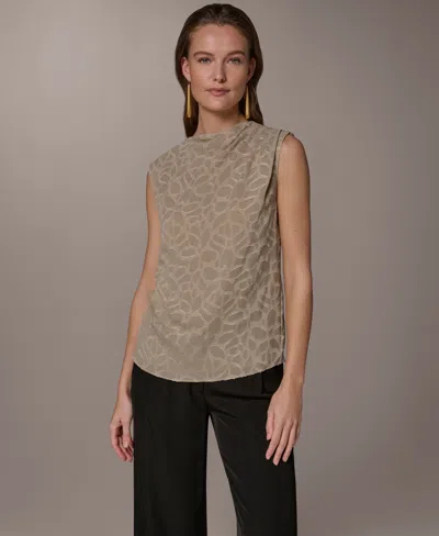 Donna Karan Women's Mock Neck Blouse In Brown