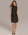 Donna Karan New York Button Detail Tweed Sheath Dress In Black Cream