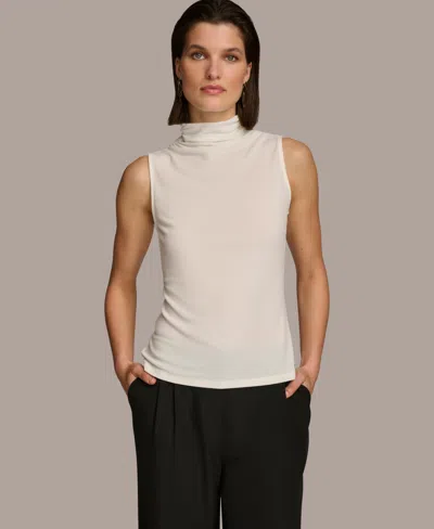 Donna Karan Women's Mock Neck Sleeveless Top In Cream