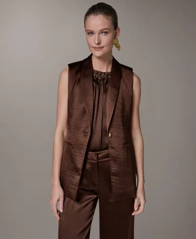 Donna Karan Women's Notch Collar Vest In Brown