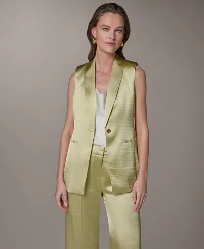 Donna Karan Women's Notch Collar Vest In Green