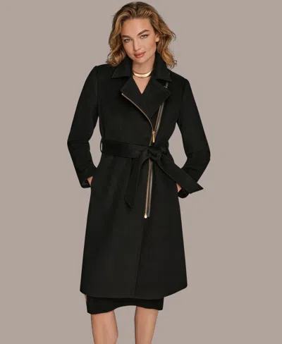 Donna Karan Women's Notch Collared Belted Coat In Black