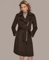 Donna Karan Women's Notch Collared Belted Coat In Brown