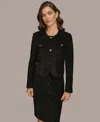 Donna Karan Women's Novelty Button Front Cropped Jacket In Black