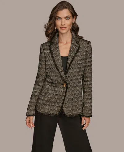 Donna Karan Women's Novelty One Button Jacket In Black