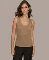 Donna Karan New York Metallic Scoop Neck Shell In Multi