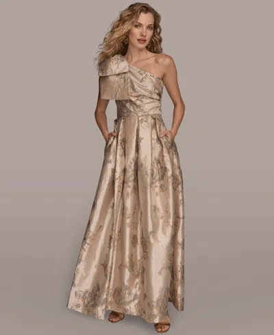Donna Karan Women's One-shoulder Bow Ball Gown In Gold