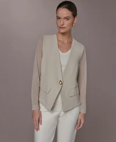 Donna Karan New York Sheer Contrast Jacket In Gray