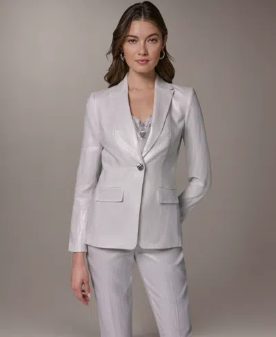 Donna Karan Women's One-button Peak Lapel Blazer In Gray