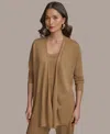 Donna Karan Women's Open-front Cardigan Sweater In Hazelnut