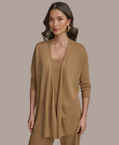 Donna Karan Women's Open-front Cardigan Sweater In Hazelnut