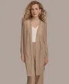 Donna Karan New York Pointelle Cardigan In Brown