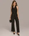 Donna Karan New York Stripe Belted Sleeveless Jumpsuit In Black Cream