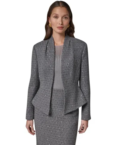 Donna Karan Women's Peplum Sequin Cropped Blazer In Gray