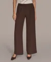 Donna Karan Women's Petites High Waist Wide Leg Pants, Regular & Petite In Brown