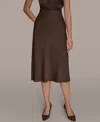 Donna Karan Women's Petites Satin A-line Midi Skirt, Regular & Petite In Brown