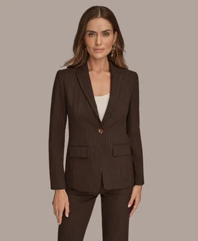 Donna Karan Women's Pinstripe One Button Blazer In Burgundy