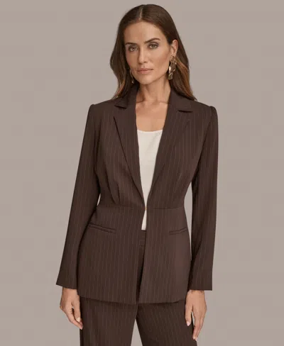 Donna Karan Women's Pinstripe Tie-waist Jacket In Brown
