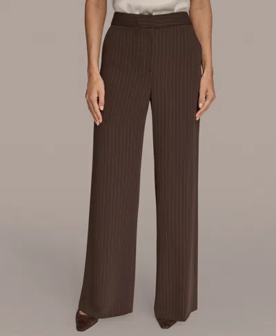 DONNA KARAN WOMEN'S PINSTRIPE WIDE LEG PANTS