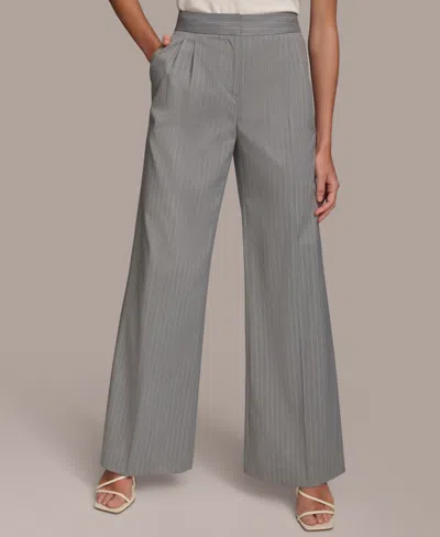 Donna Karan Women's Pinstriped Wide-leg Pants In Light Gray,white