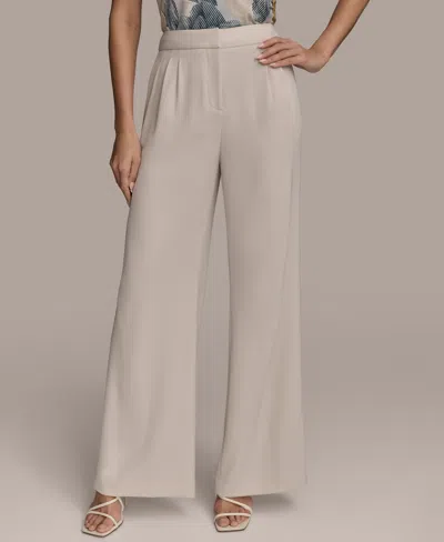 Donna Karan Women's Pleat-front Wide-leg Pants In White